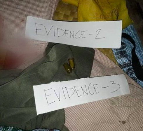 Borbon attack: These are the empty bullet shells of a .45 caliber pistol found at the crime scene -- the house of the elderly couple, who was shot by their daughter's live-in partner in Borbon town in northern Cebu. | Photo courtesy of the Borbon Police Station