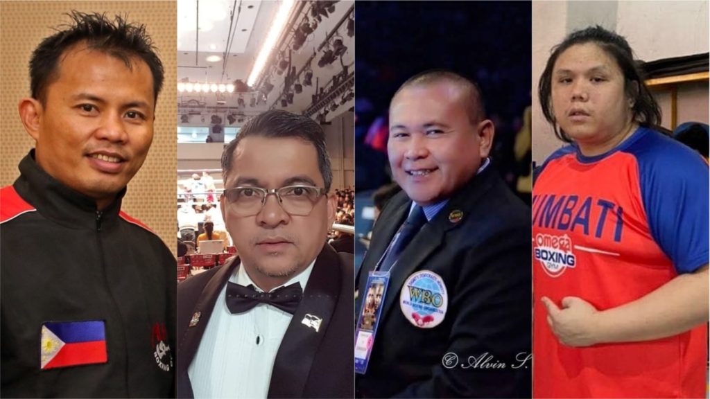Local boxing experts — Edito Villamor (from left), Arnie Najera, Edward Ligas, and Julius Erving Junco — share their views on the question, who IBF world junior bantamweight champion, Jerwin “Pretty Boy” Ancajas, will fight next?