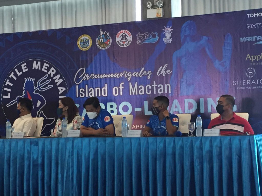 Oponganon open sea swimmer, Cleevan Alegres, says he is ready to "circumnavigate" Mactan Island on April 25 during a press briefing today, April 23. | Futch Anthony Inso