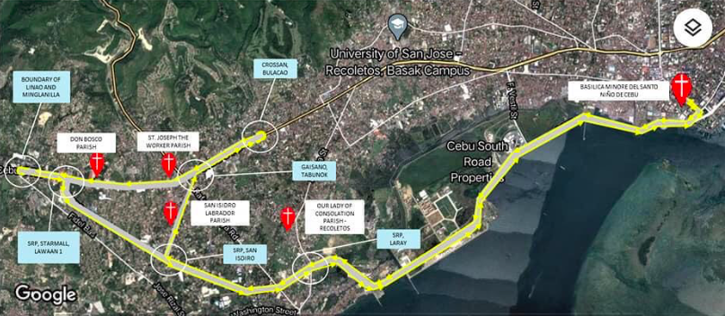 Overview of Talisay motorcade route for 500 YOC | Photo from CT-TODA