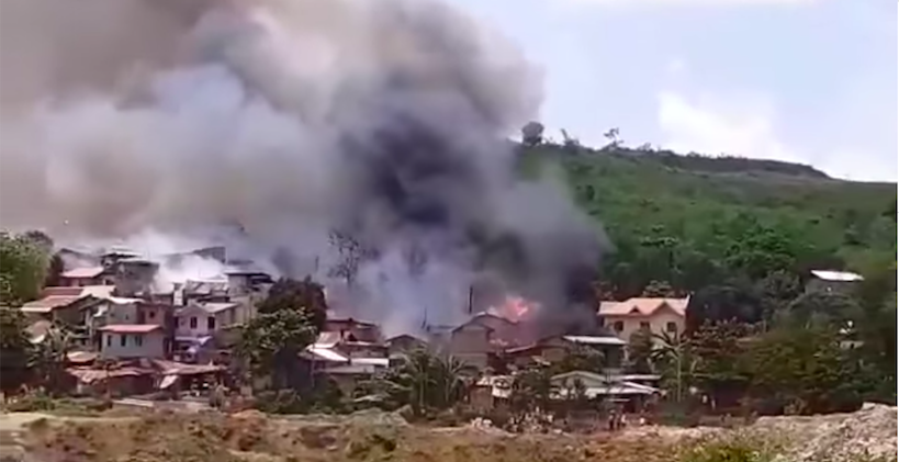Consolacion fire: The past noon fire today in Barangay Pulpogan, Consolacion town in northern Cebu has displaced 35 families and razed 26 houses. | screen grab from Paul Lauro video