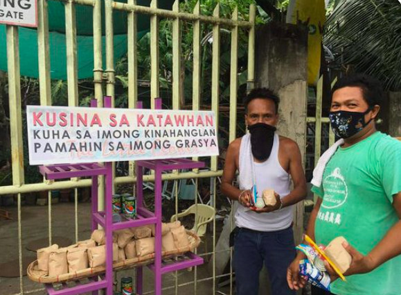 A family in Cordova town in Mactan Island has set up the "Kusina sa Katawhan", a community pantry, in the town where people in need can get food and a place where those who have extra can donate for those in need. | Photo courtesy of Rico Nuñez