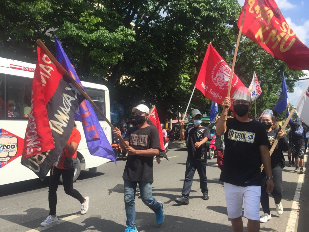 Labor Day protesters march from Osmeña Boulevard to downtown Cebu City.