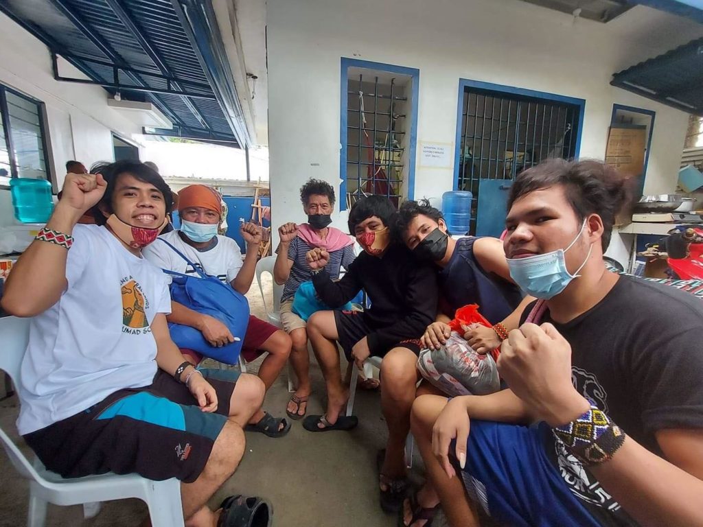 Chad Booc, five other Bakwit School 7 individuals wait for their release at the detention cell of the Police Regional Office in Central Visayas (PRO-7) today, May 14. | Photo courtesy of Lawyer King Perez of the NUPL 