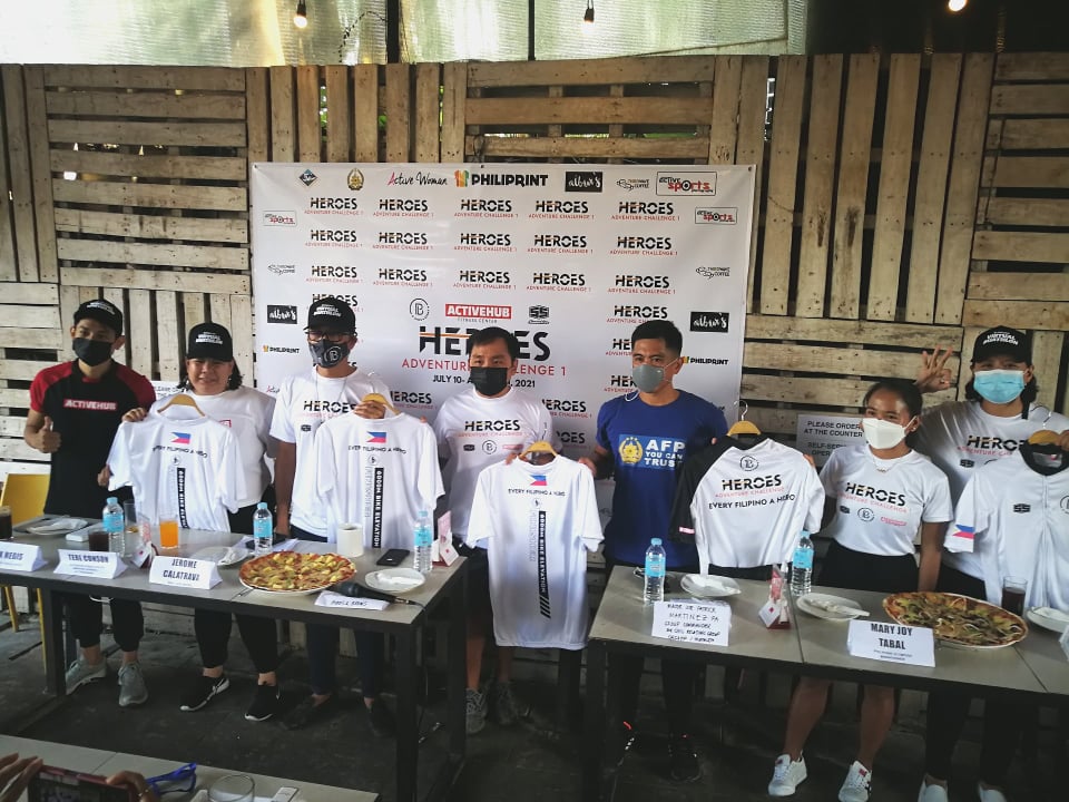 HEROES ADVENTURE CHALLENGE. Organizers of the upcoming Heroes Adventure Challenge pose with the finishers' shirt and jersey during the launching at the Alburs Burger, Pizza and Grill today, May 31, 2021. | Photo by Glendale Rosal