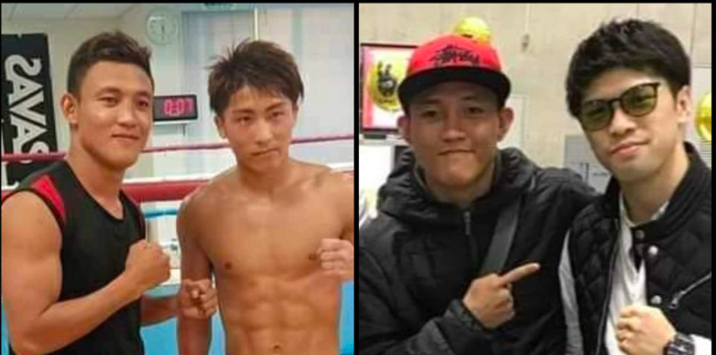 Cebuano boxer Jake Cataraja has sparred with many world champions such as Japanese boxing superstar Naoya Inoue (left photo) and former three-division world champion Kosei Tanaka (right photo). | Photos courtesy of Jake Cataraja