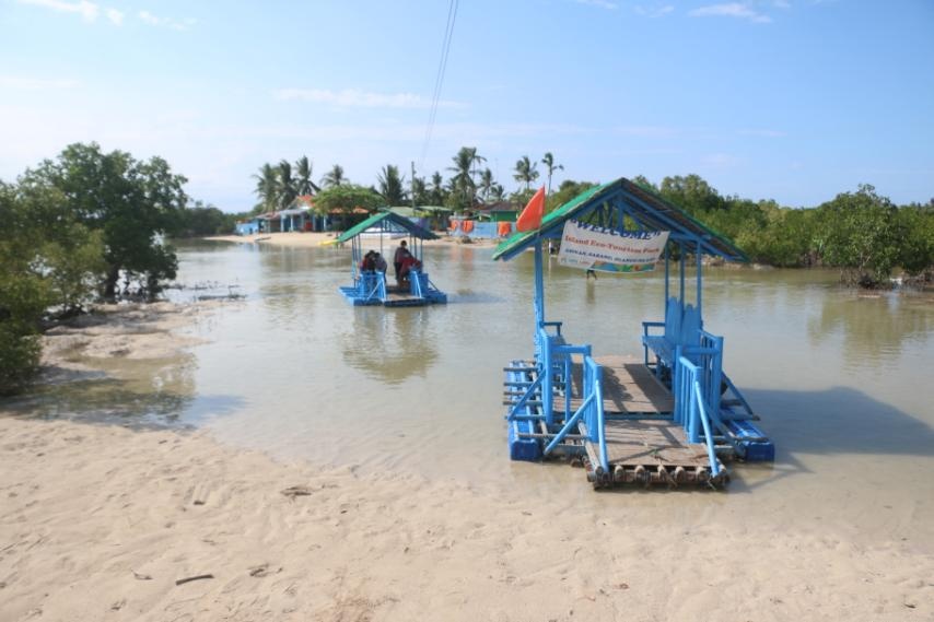 ECO-TOURISM PARK. Two balsas that guests can rent as they enjoy the Eco-Tourism Park in Olango Island.
