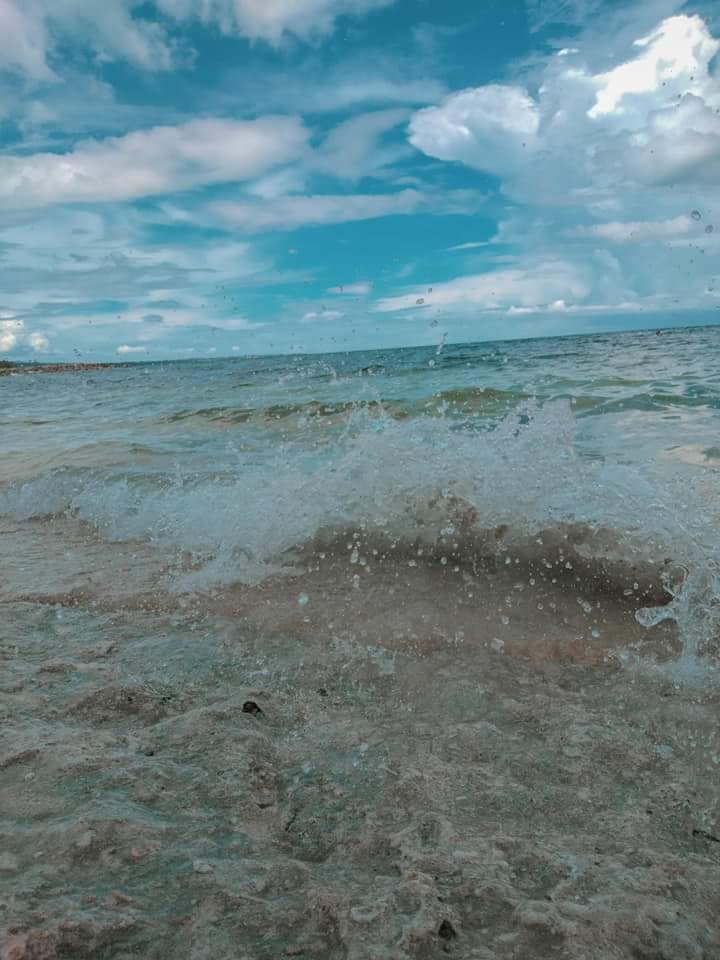 Dalaguete Beach Park. In photo are waves splashing at the seashore of the Dalaguete Beach Park.