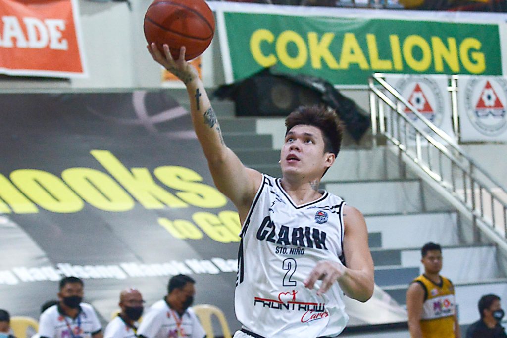 CLARIN NIÑOS WIN. Carlo Lastimosa of Clarin Sto. Niño goes for a layup during their game versus the MisOr Brew Authoritea. | Photo from VisMin Super Cup Media Bureau