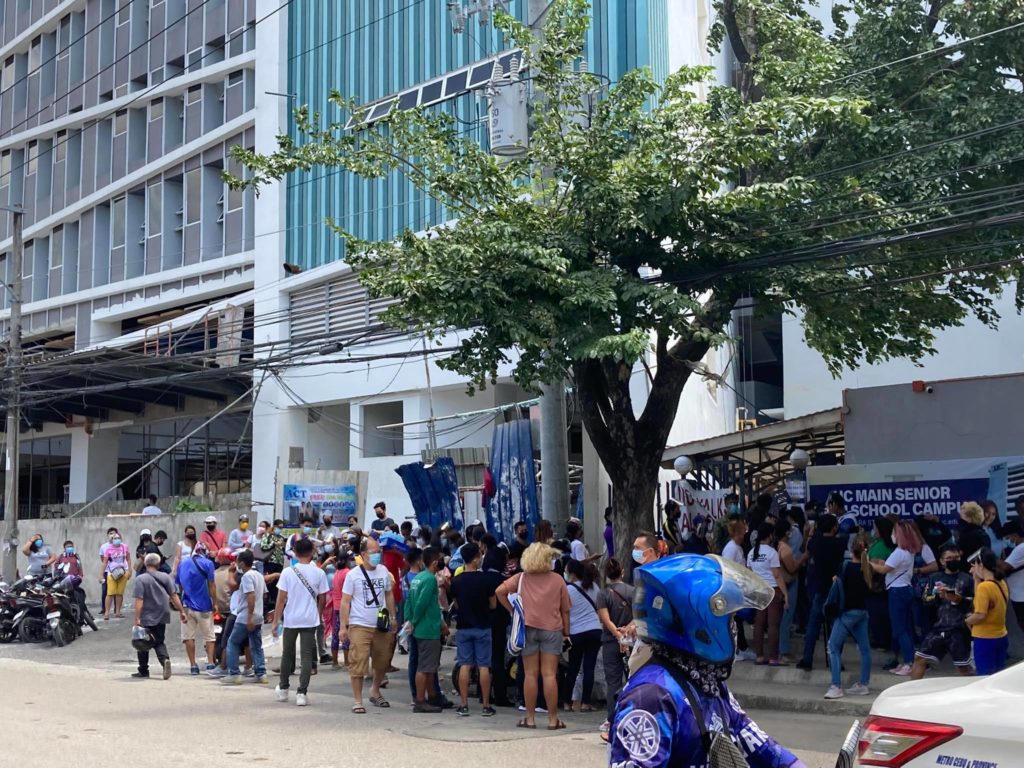 No walk-ins. A queue of people are seen in one of Cebu City's vaccination sites today, July 29, | Mae Fhel Gom-os