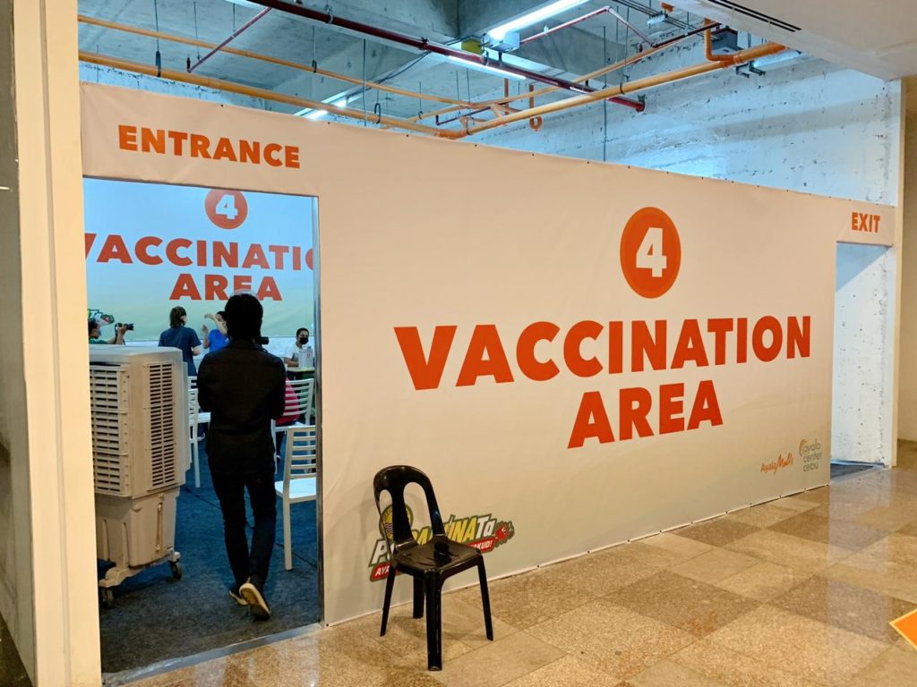 Vaccination area in Ayala Center Cebu
