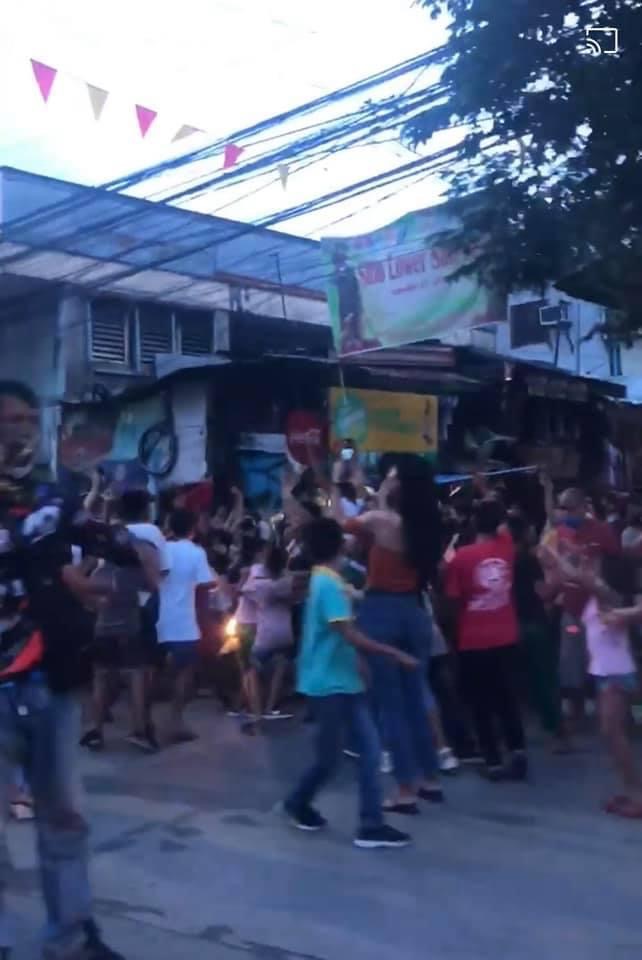 SOCIAL GATHERING STILL NOT ALLOWED IN THE CITY. In photo are more that 20 individuals who were ordered dispersed after police learned about them gathering to celebrate their fiesta in Barangay Calamba, Cebu City. | Contributed photo