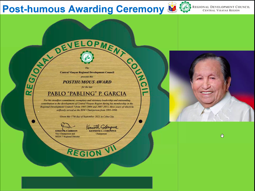 RDC-7 gives a posthumous award to the late former Governor Pablo "Pabling" Garcia.