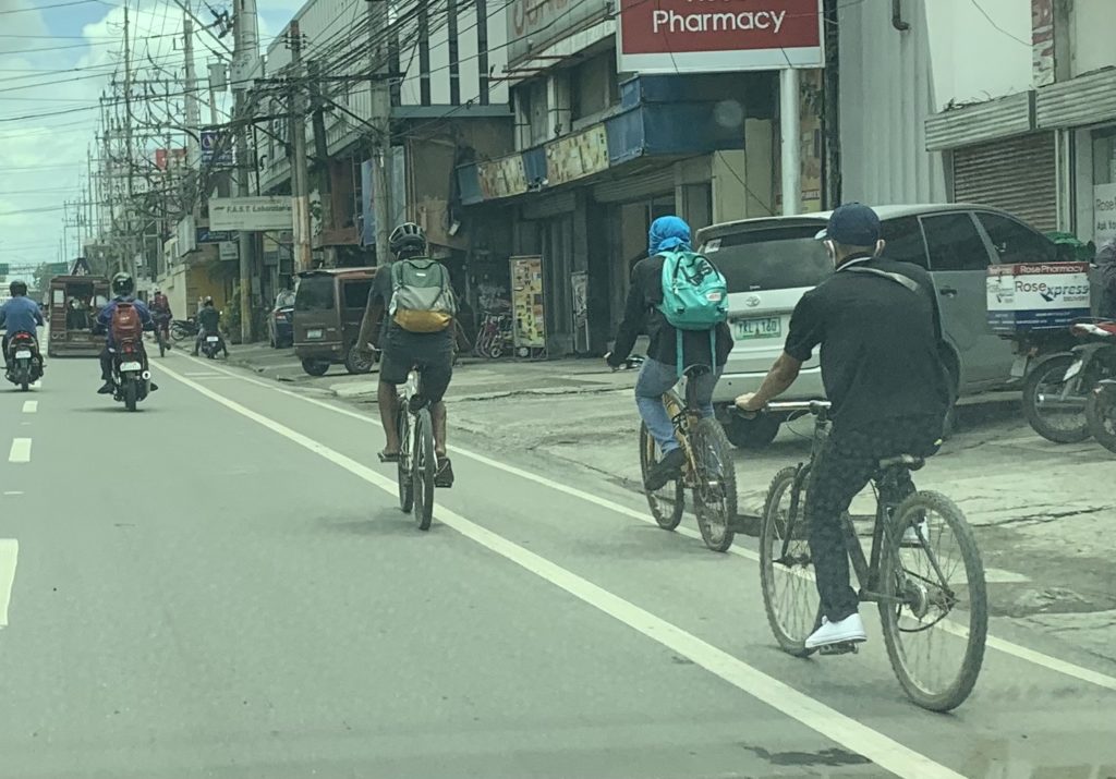 Undisciplined cycists have remained a concern to Mandaue traffic enforcement lawmen. In photo are cyclists using the bike lane on their way to work in Mandaue City.