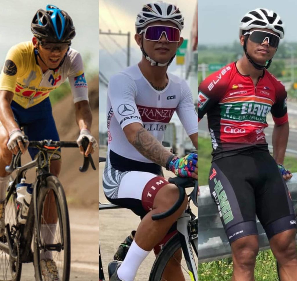 CEBU CROSS 600 PUTS SPOTLING ON BIG THREE OF CEBU'S CYCLING: They are Jonel Carcueva (from left), Jhunvie Pagnanawon, and Junreck Carcueva. | Photos from Jbmclickers and Facebook