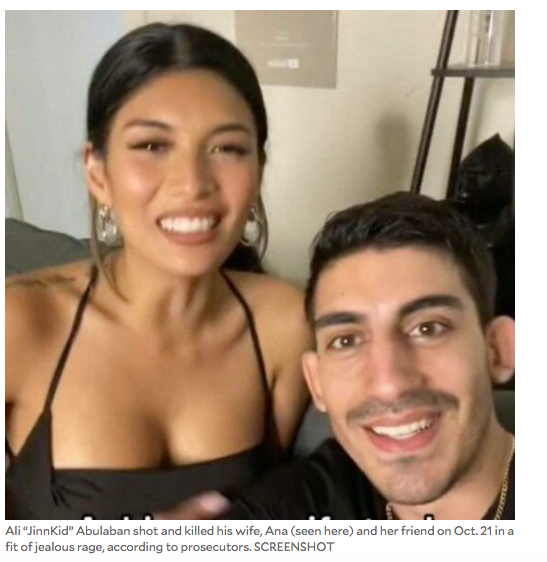 Ali “JinnKid” Abulaban shot and killed his wife, Ana (seen here) and her friend on Oct. 21 in a fit of jealous rage, according to prosecutors. SCREENSHOT