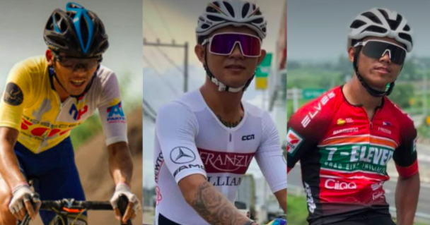 BIG THREE OF CEBU'S CYCLING: They are Jonel Carcueva (from left), Jhunvie Pagnanawon, and Junreck Carcueva. | Photos from Jbmclickers and Facebook