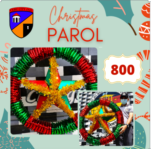 Some inmates at the Cebu City Jail Male Dormitory have made parol or traditional Christmas lanterns to earn extra income this Holiday season. The price of the lantern varies according to size such as this lantern in photo being sold at P800. | Contributed photo