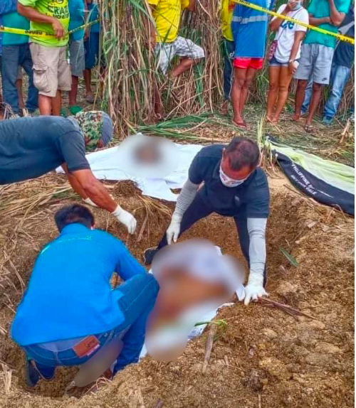 A man believed to have been beheaded was found buried in a 4-foot deep grave in the middle of a sugarcane plantation at past 7 a.m. today in Purok Dragon, Barangay Managase in Tabogon town in northern Cebu. | Contributed photo via Paul Lauro