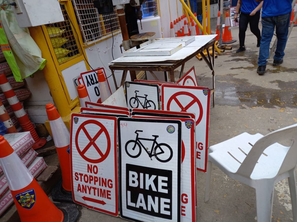 These are some of the traffic signs that were damaged by super typhoon Odette. | Mary Rose Sagarino