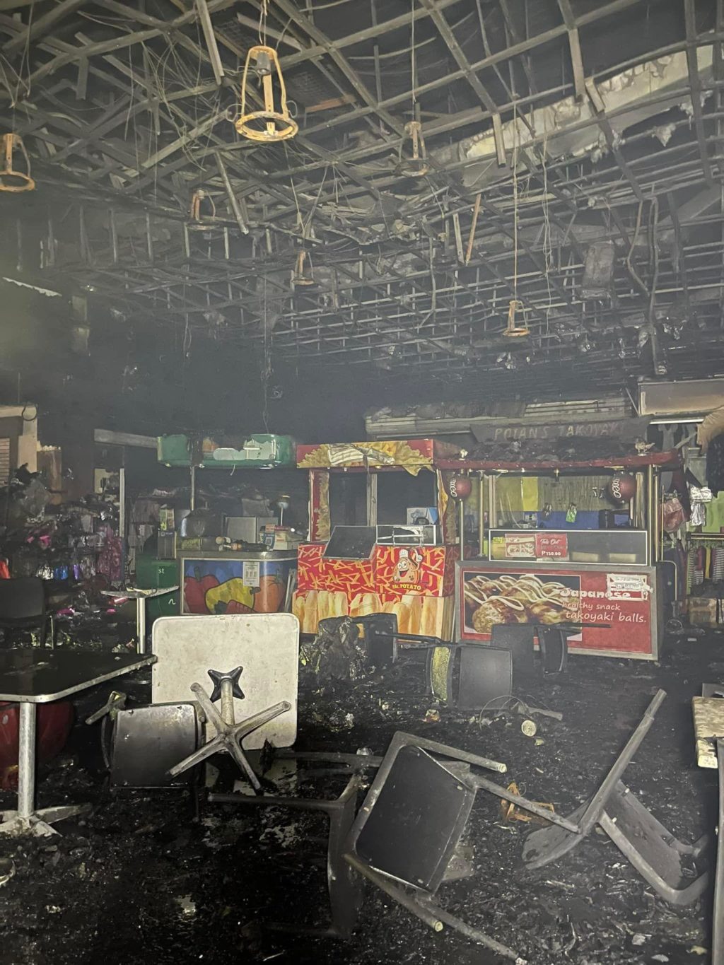 Rama has ordered law enforcers to secure the fire-damaged APM Mall to prevent looting. In photo is the inside of the APM Mall after it was hit by a fire last Friday, January 28. | Photo courtesy of the Cebu City Fire Office