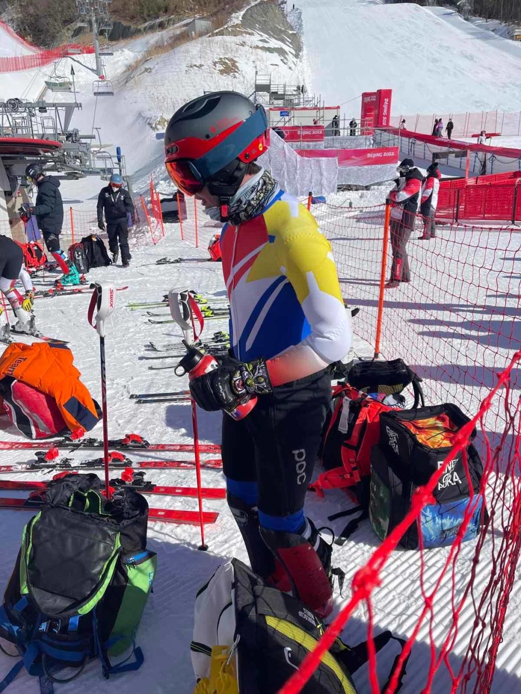 Asa Miller during one of his training sessions at the National Alpine Skiing Center on Xiaohaituo Mountain in China for the Winter Olympics. | Photo from Philippine Olympic Committee.