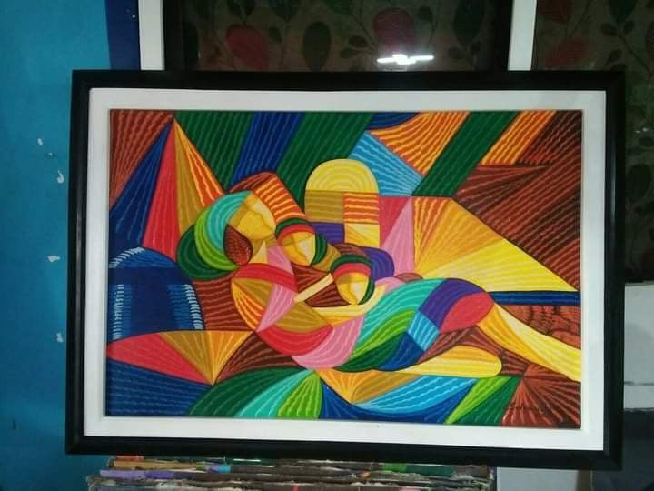 Artist piece.  One of the canvases of an artist from Sogod that he exhibits along the road to Sogod.