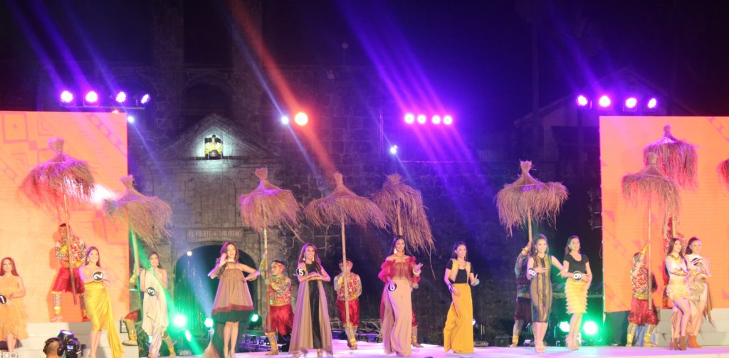 The 12 candidates for the Miss Cebu 2022 Quincentennial pageant performs a number during the March 16 pageant at the Plaza Independencia in Cebu City. | Vhenna Mantilla and Jewil Ann Tabiolo