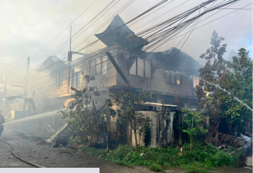 This is the two-storey house that was destroyed a March 4, 2022 fire in Barangay Labogon, Mandaue City. | Photo courtesy of CCFV (FILE PHOTO)