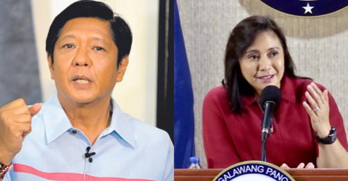 Photo of Bongbong Marcos and Leni Robredo for story:For GoldmanSachs, BBM about continuity, Leni means big shift