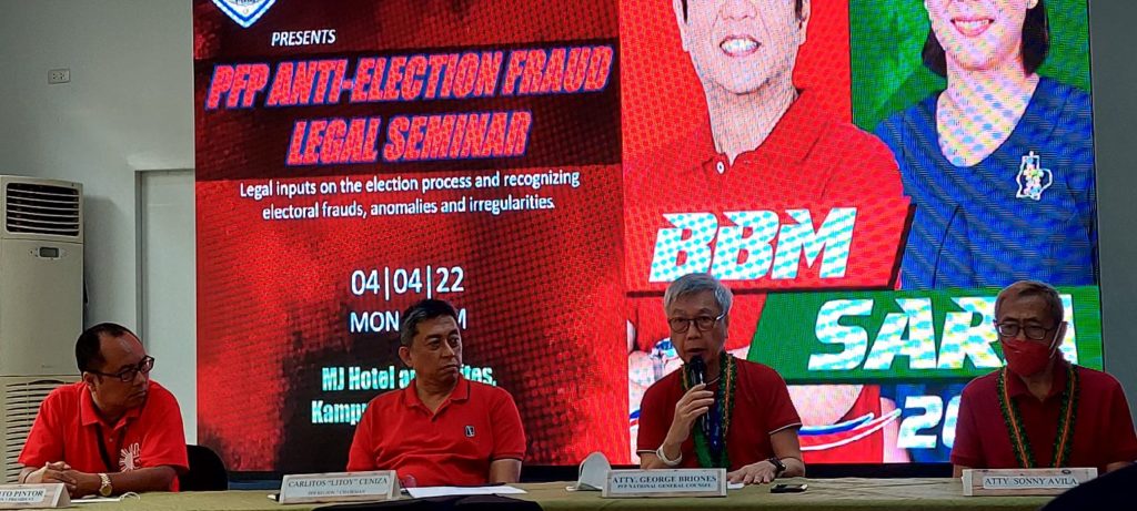 PFP HOLDS ANTI-ELECTION FRAUD SEMINAR. Officials of the Partido Federal ng Pilipinas, the political party of BBM, hold an Anti-Election Fraud Legal Seminar, today in Cebu City. | Futch Anthony Inso