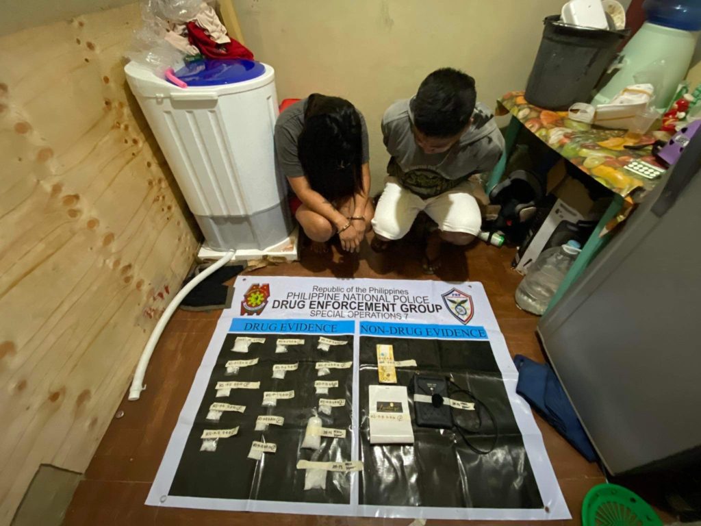Photo of suspects Jurafe Ramirez and her neighbor and drug runner, Nicole Sanchez who were arrested in a buy-bust operation Monday night, April 11