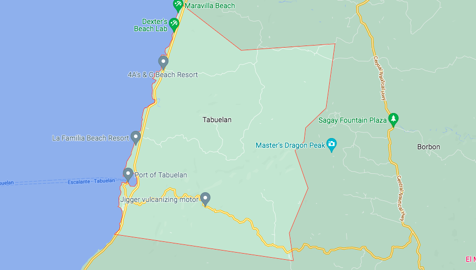 Map of Tabuelan town in the northwestern part of Cebu.