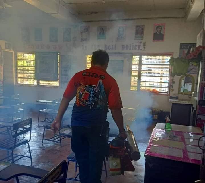 Personnel of the Mandaue City Disaster Risk Reduction and Management Office have already disinfected most of the 29 schools used as polling centers in the city during the elections. | Mary Rose Sagarino