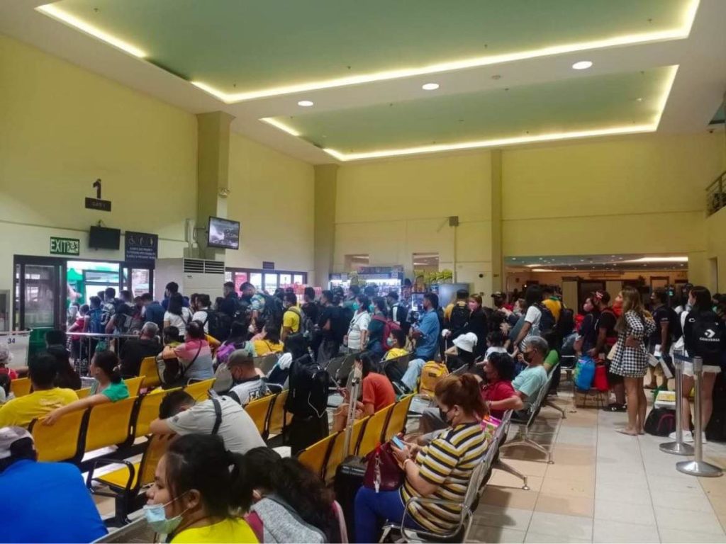 Passengers going home to the provinces today are seen lining up and waiting for their turn to board their respective ships at Pier 3 of the Cebu City Port. | Photo courtesy of CPA via Wenilyn Sabalo