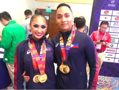 FILE – Pearl Marie Cañeda and Wilbert Aunzo during the 2019 Southeast Asian Games.