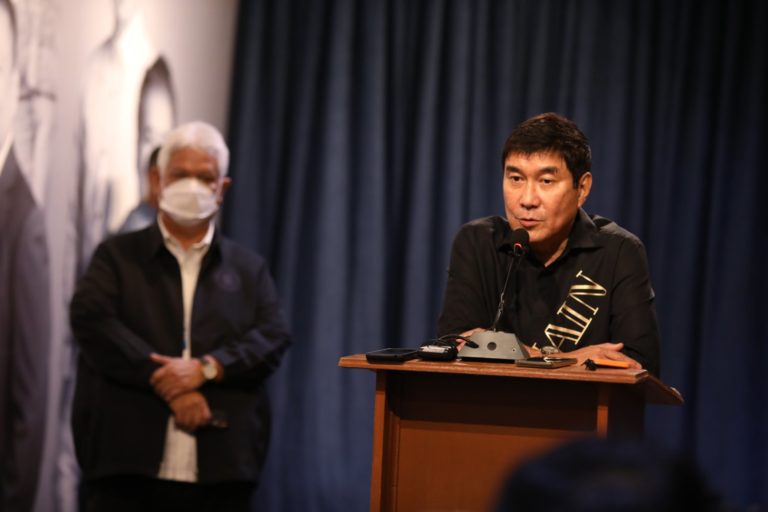 Photo of Senator-elect Raffy Tulfo as he speaks of the country's drug war during a press conference.