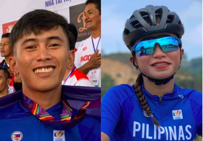 Jericho Rivera (left) and Nicole Quiñones (right) win in their respective divisions at the Philippine Timed Sessions Cross Country competition held in Danao City last weekend. | Facebook photos.