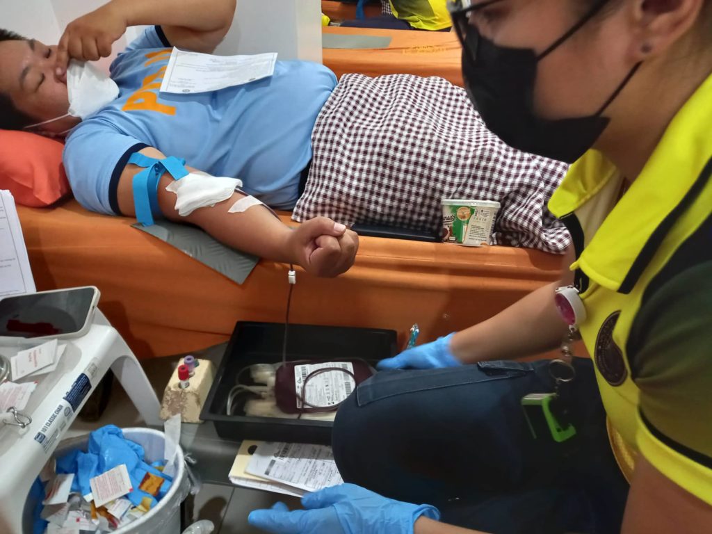 Policemen of the Mandaue City Police Office (MCPO) have joined hands with the Vicente Sotto Memorial Medical Center for a bloodletting activity today, July 7. | Mary Rose Sagarino