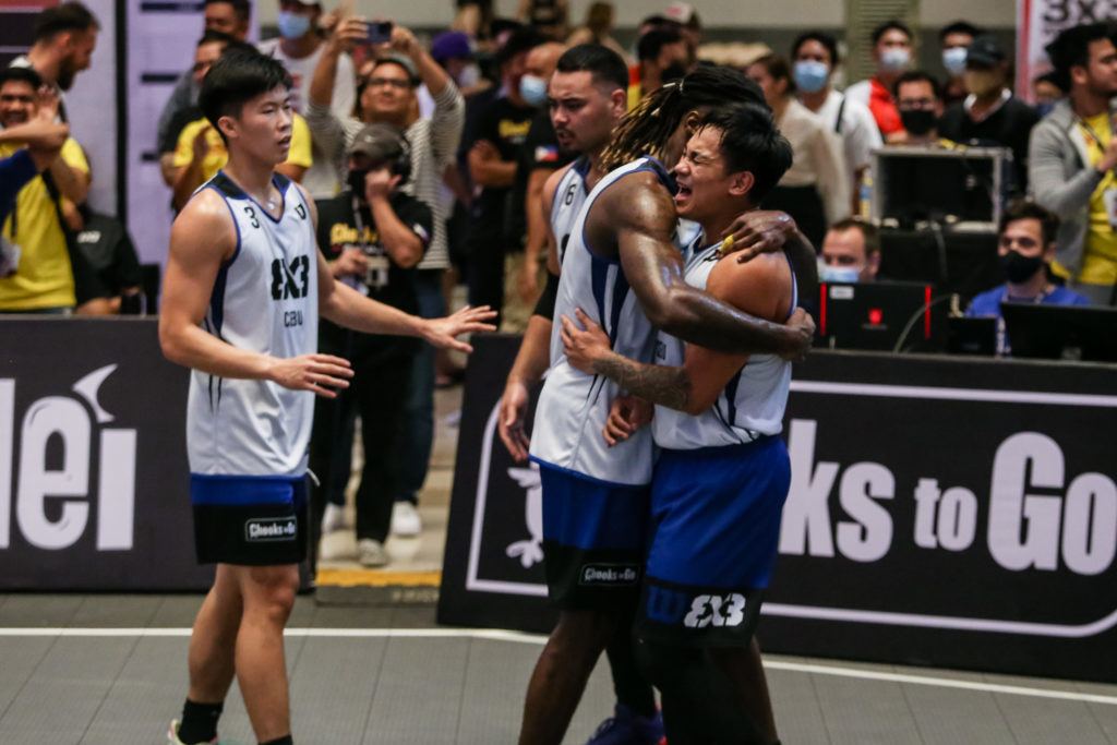 Cebu Chooks 3x3 squad celebrates during a Manila Masters game in May, 2022. | Photo from Chooks Pilipinas Media Bureau