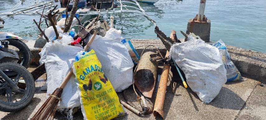 The Lapu-Lapu City Police have hauled at least seven sacks of garbage weighing 20 kilos each during their coastal cleanup drive in Barangay Marigondon, Lapu-Lapu City on Friday, July 15. | Contributed photo