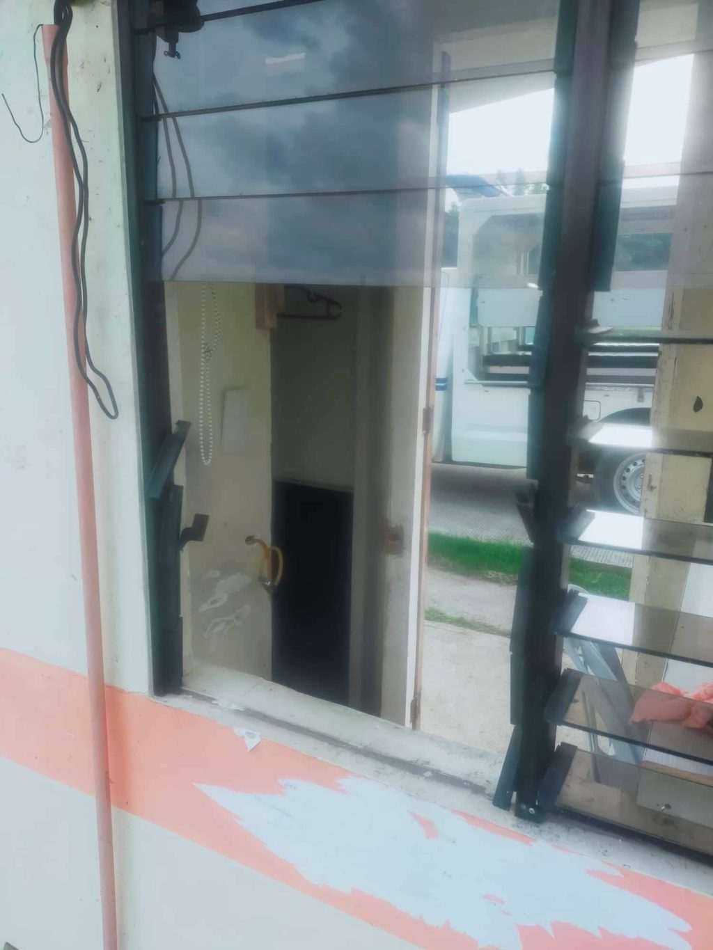 The suspects entered from the window of a comfort room connecting the school's guardhouse. | Photo courtesy of Cordova Police Station