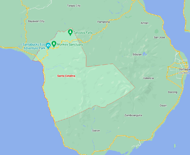 Map of Santa Catalina, Negros Oriental for story:'NPA member' killed in encounter with gov't troops in Santa Catalina, Neg Or