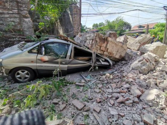 A general view of damage caused following an earthquake in Vigan, Philippines July 27, 2022. Public Information Service-Bureau of Fire Protection/Handout via REUTERS