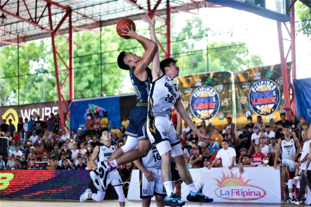Sarok Weavers crush Sherilin-Unisol. Dave Paulo of Consolacion (dark jersey) draws a foul against a player from Mandaue while attempting a layup during Game 2 of their Best-of-Three finals series in the PSL 21U Visayas leg. | Photo from Yves Thadeus Alimpos