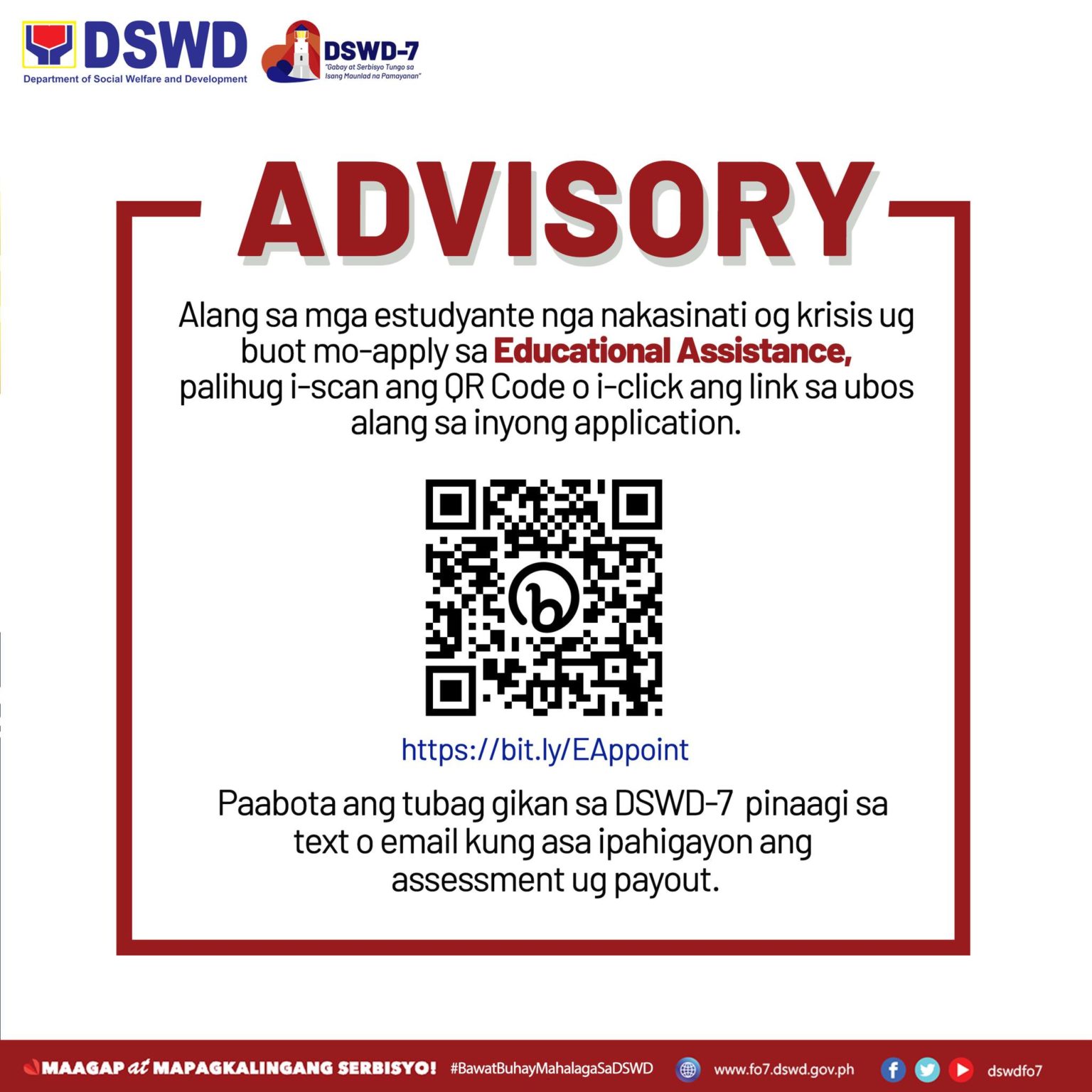 DSWD-7 Launches QR Code, Link For Educational Assistance Application ...