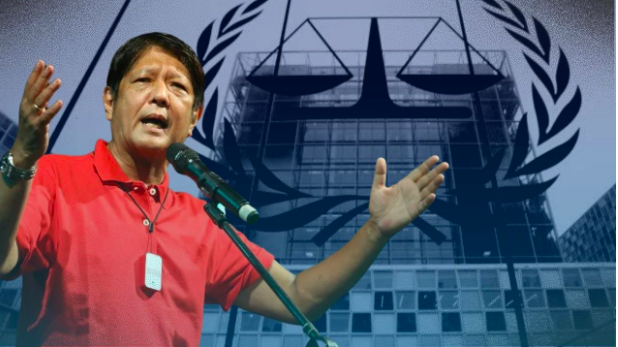 PH NOT REJOINING ICC. This is a combination photo of President Ferdinand “Bongbong” Marcos and the International Criminal Court or ICC. INQUIRER.net