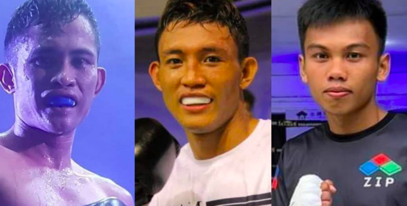 Melvin Jerusalem (from left), KJ Cataraja, and Alex Santisima will fight in the upcoming Sanman Boxing’s “Bubble X”. | Facebook Photos.