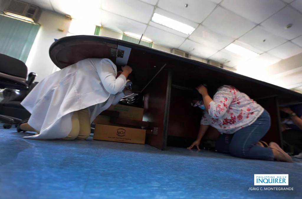 Explainer: Earthquake terms you need to know. In photo are Employees of Quezon City General Hospital participate in a nationwide simultaneous earthquake drill on Thursday, September 10, 2020. | File photo