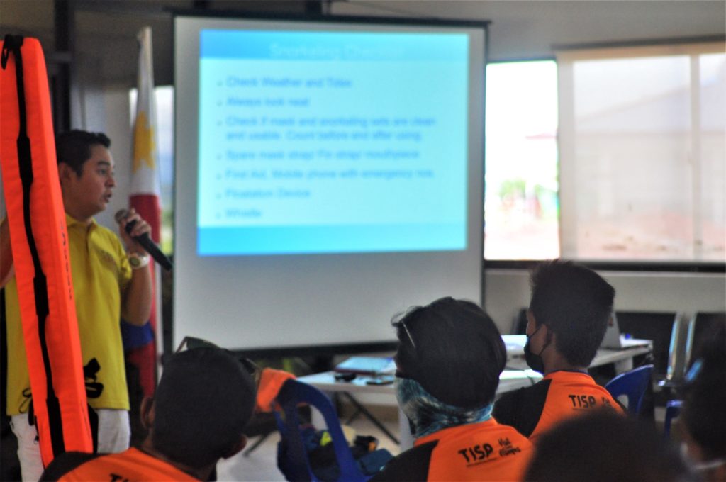 Snorkelling guides from Moalboal, Cebu undergo training.
